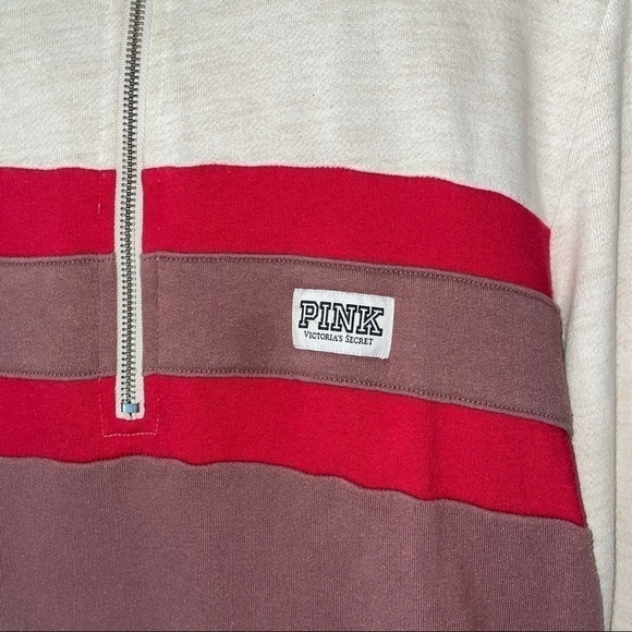 Victoria's Secret Pink Hoodie 1/4 Zip Color Block Long Sleeve Pullover Top - Picture 2 of 4